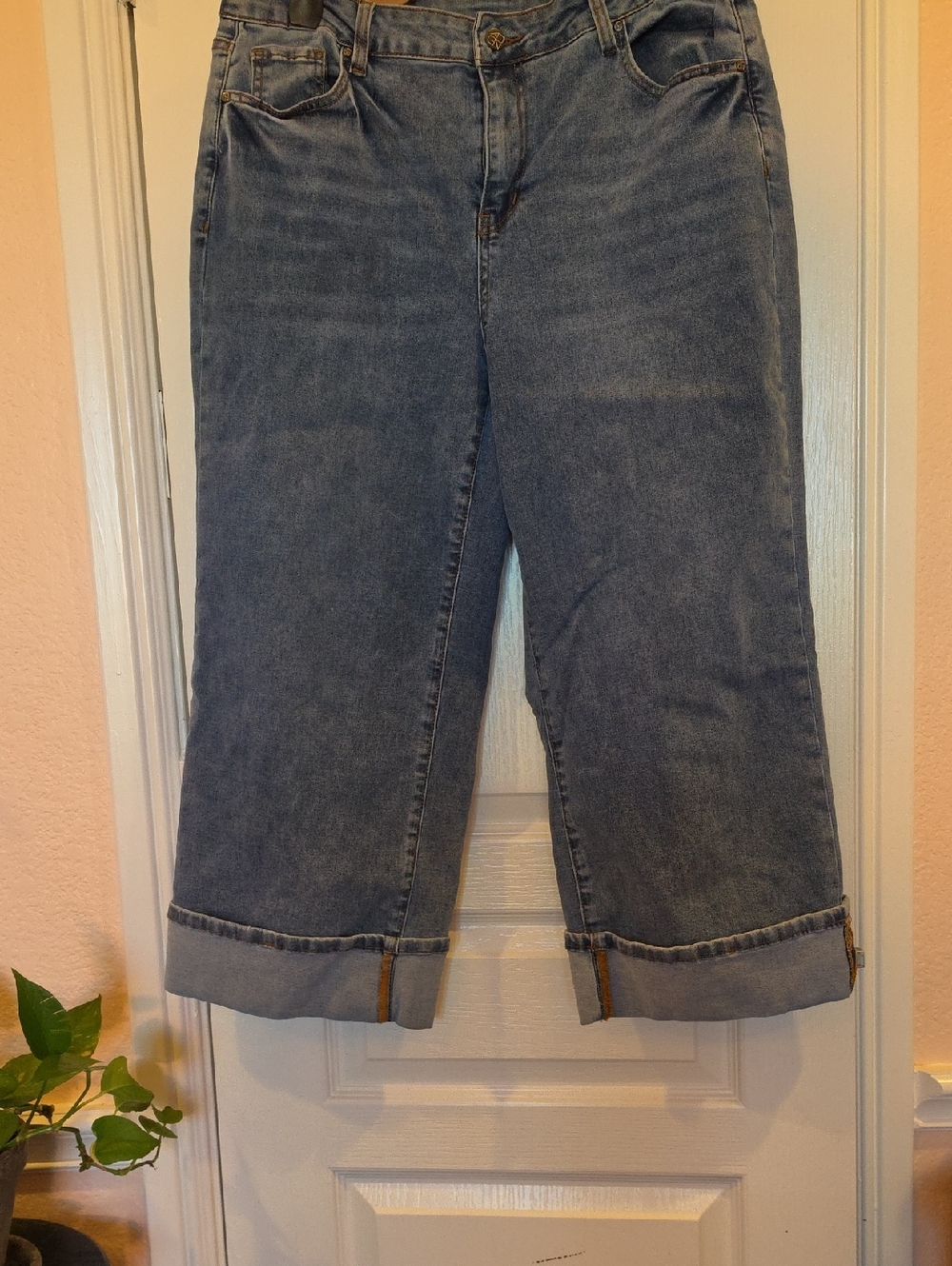 Gloria Vanderbilt Light Blue Wide-Leg Cropped Jeans